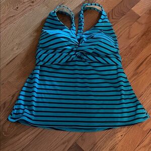 L.L. Bean Teal and Navy Striped Tankini Top
